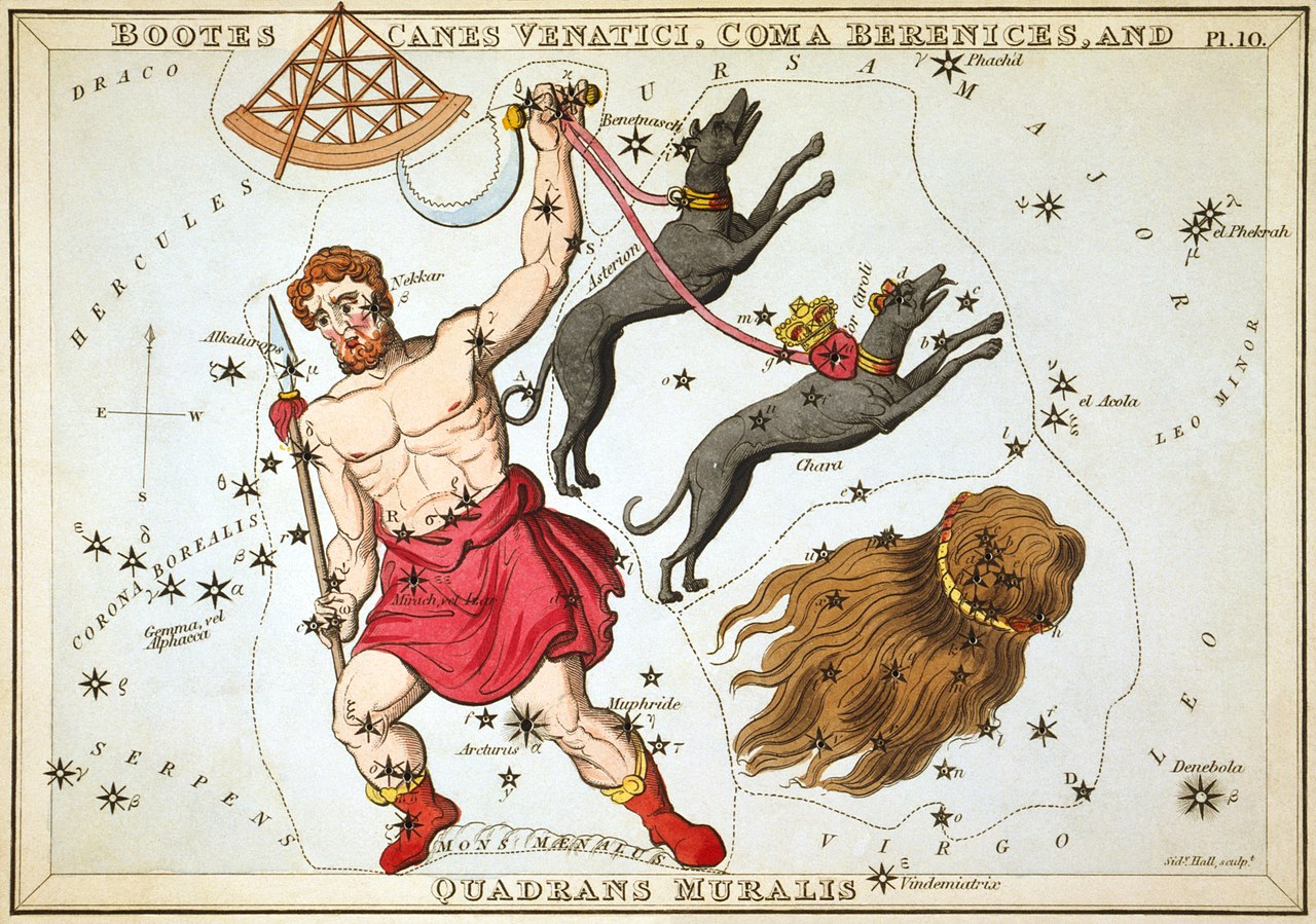 圖1、1801年由Bode繪製的象限儀座星圖，圖片來源：維基百科。
