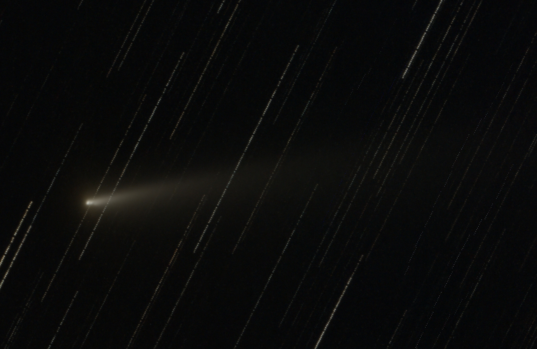 圖一：C/2025 K1，可見慧核分裂成多塊，2025/11/23 清晨攝於南瀛天文館。